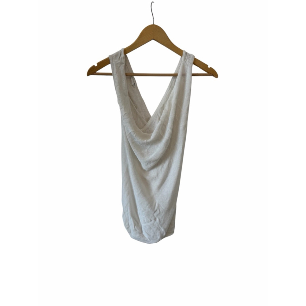 Club Monaco White Knit Tank Top Cowl Neck Sleeveless Lightweight Womens